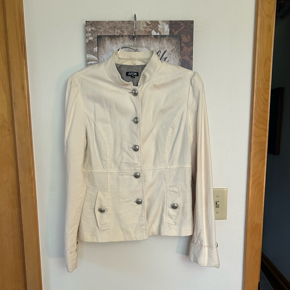 Apt. 9 cream jacket with silver buttons